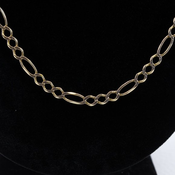 14k Yellow Gold Diamond Cut Figaro Link Chain Necklace 24.5" - Picture 1 of 6